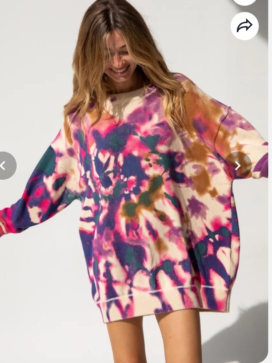 NATURAL LIFE Sweaters - Natural Life Taylor Oversized Cotton Sweater - Sunrise Tie-Dye Crewneck